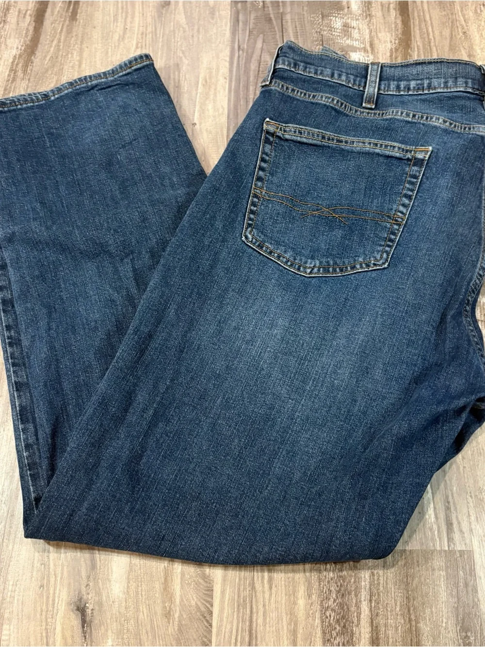 Levis Strauss Signature Mens Dark Denim Blue Jeans 38X32 Straight Leg